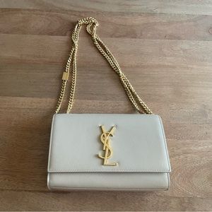 Kate SM YSL Monogram Grain de Poudre crossbody bag on chain